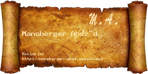 Mansberger Abád névjegykártya
